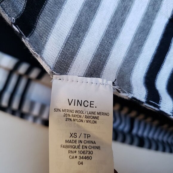 VINCE Striped Intarsia Open Front Longline Merino Wool Cardigan Multi Women's XS - Picture 9 of 10